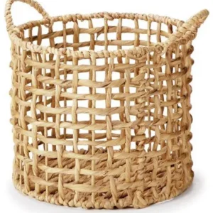 Cesto de Palha Artesanal Trama Aberta Organização e Estilo Boho