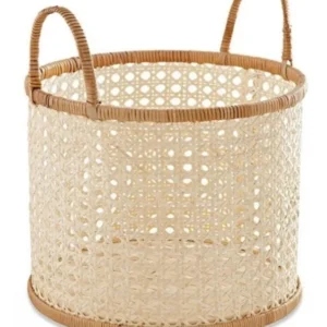 Cesto de Rattan com Palhinha e Alças Organização Sofisticada e Natural
