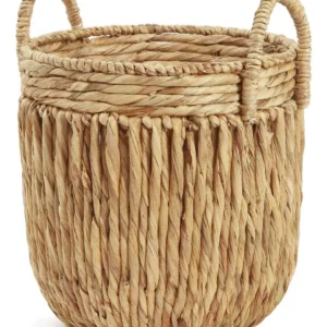 Cesto de Palha Trançada com Alças Organização e Decoração Boho