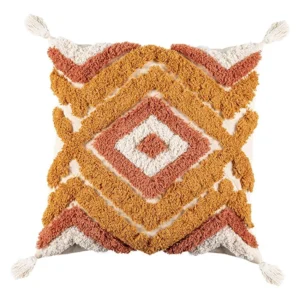 Capa de Almofada Boho Algodão Terracota e Mostarda