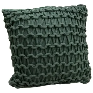 Capa de Almofada Boho Corda Trançada Verde Rústica.