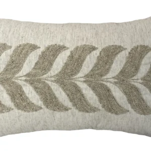 Capa de Almofada Boho Retangular Cru com Bordado Bege