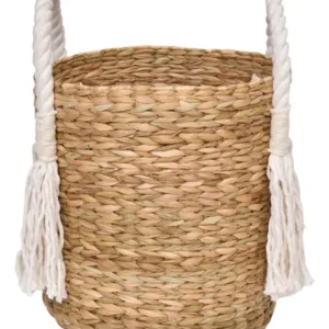 Cesto De Taboa para Armazenamento Com Alças De Cordão