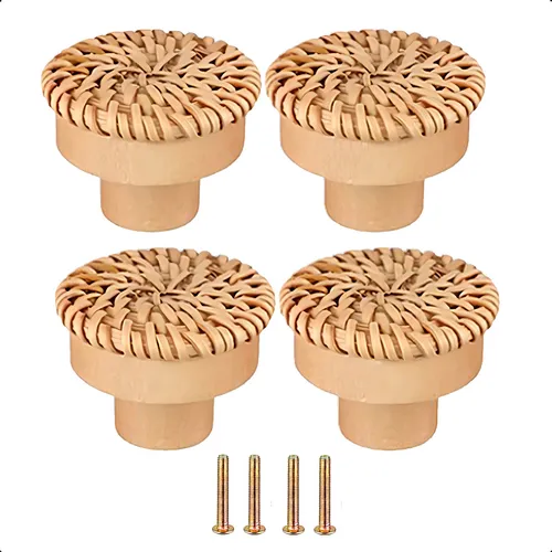 puxadores de gaveta em rattan boho